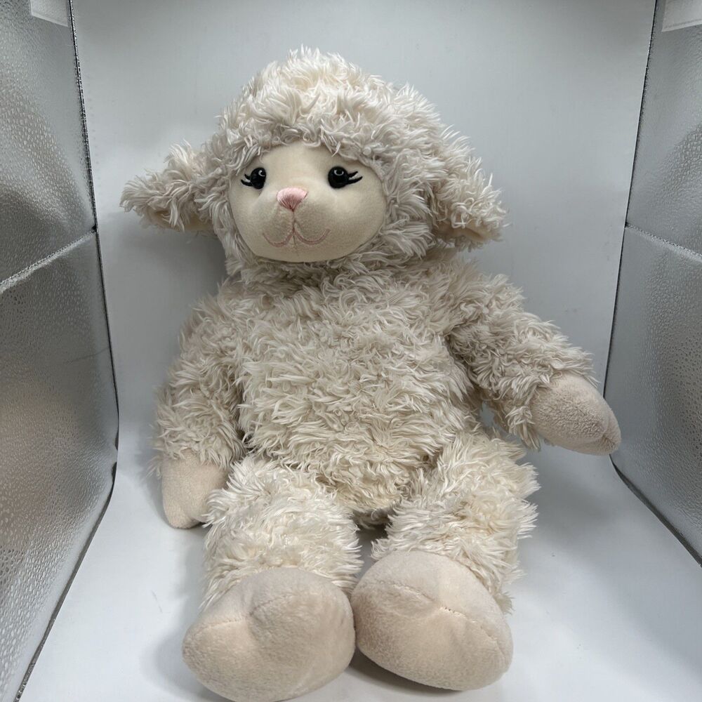 Build A Bear Workshop Curly Lamb Plush Stuffed Animal Cream White Tan Hooves